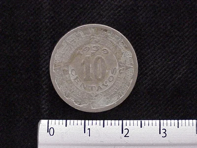 10 Cuproníquel 1939 . Inventario Banxico 12228 (reverso)