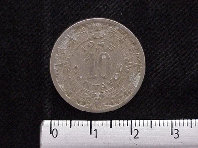 10 Cuproníquel 1945 . Inventario Banxico 12238 (reverso)