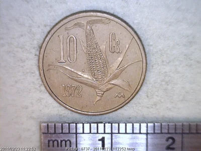 10 Cuproníquel 1972 . Inventario Banxico 15166 (reverso)
