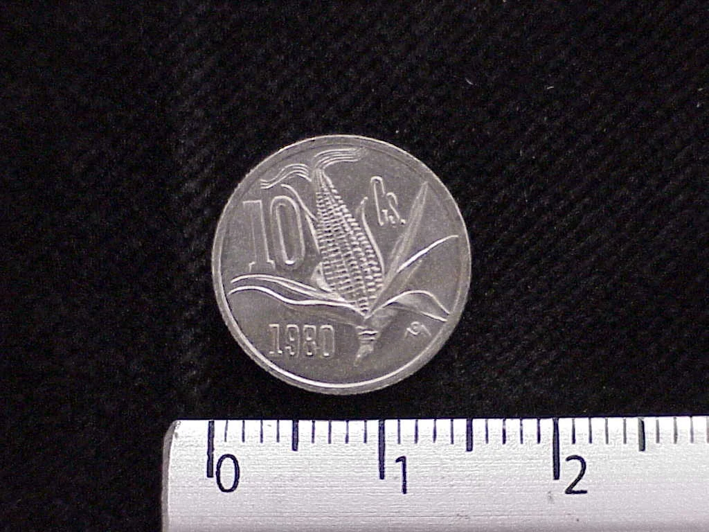 10 Cuproníquel 1980 . Inventario Banxico 12292 (reverso)