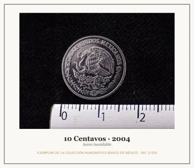 10 Centavos · 2004 — Ejemplar de la Colección Numismática Banco de México, inv. 21250