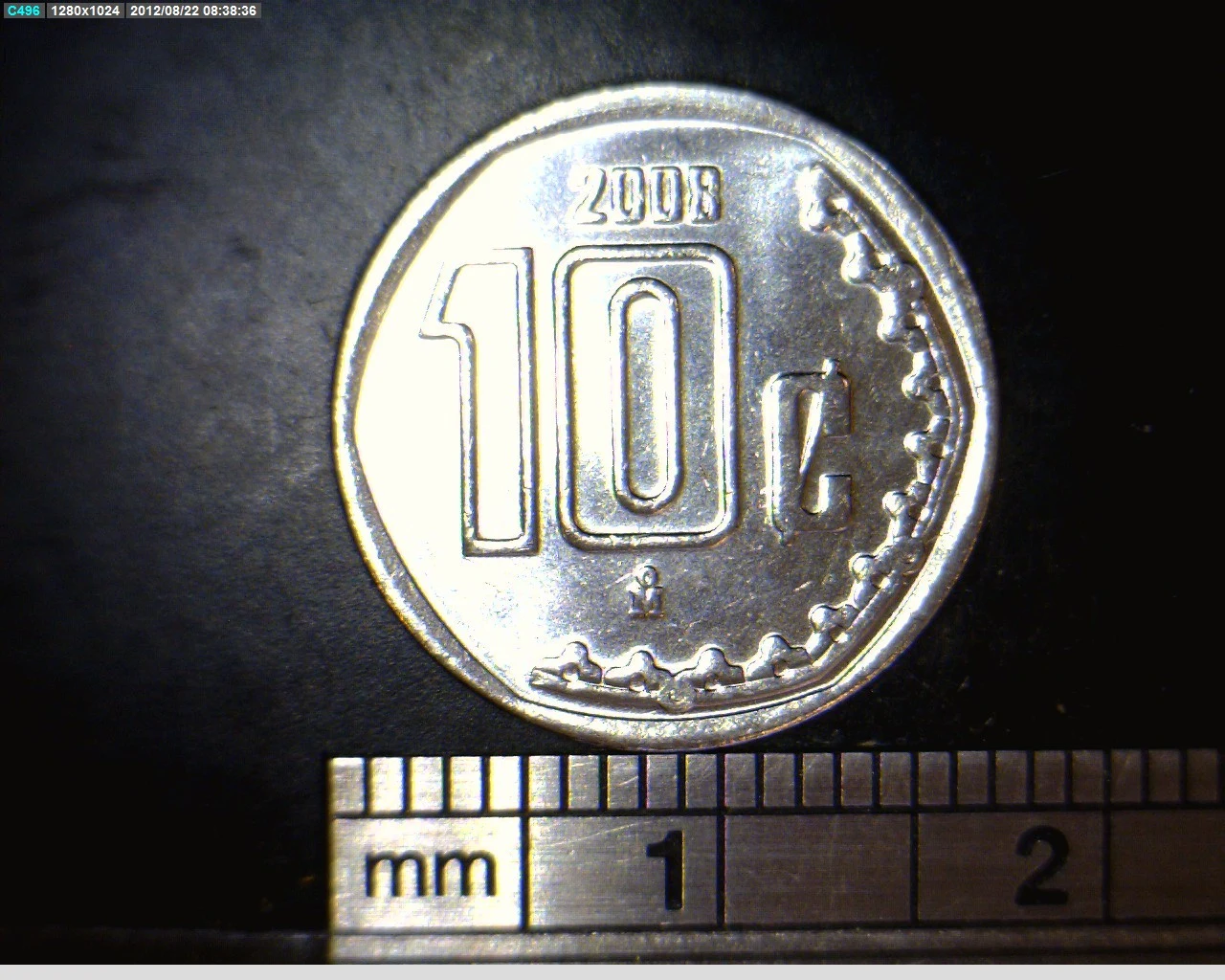 10 Centavos Acero inoxidable 2008 · Reverso