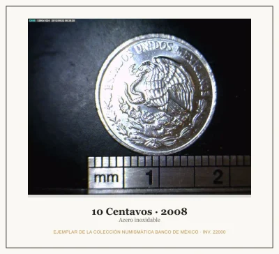 10 Centavos · 2008 — Ejemplar de la Colección Numismática Banco de México, inv. 22000