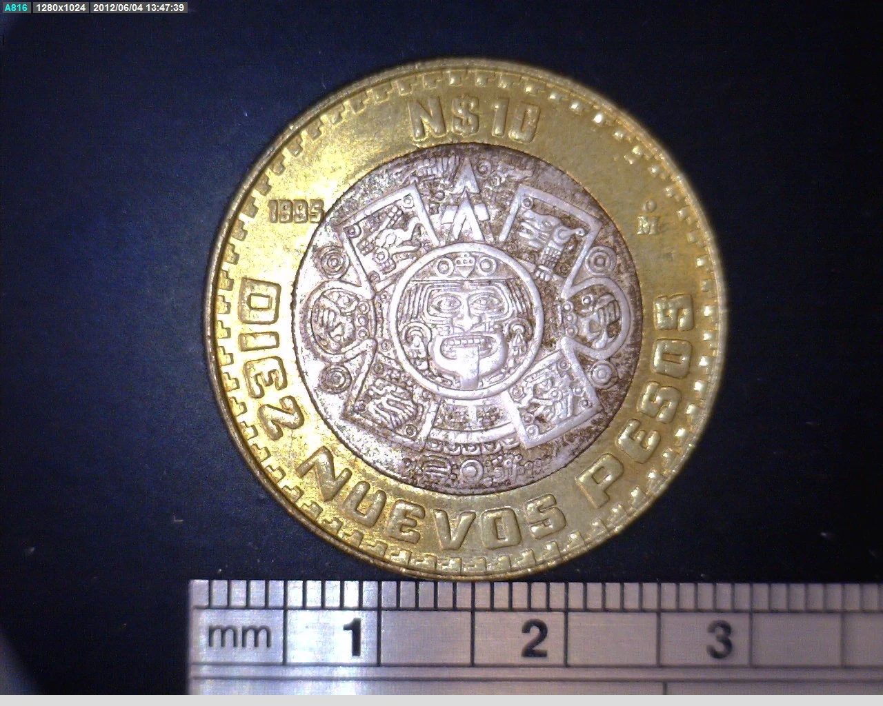 10 Bimetálica 1995 . Inventario Banxico 18980 (reverso)