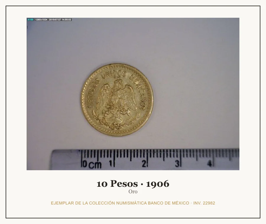 Moneda destacada de la serie 10 Pesos Oro