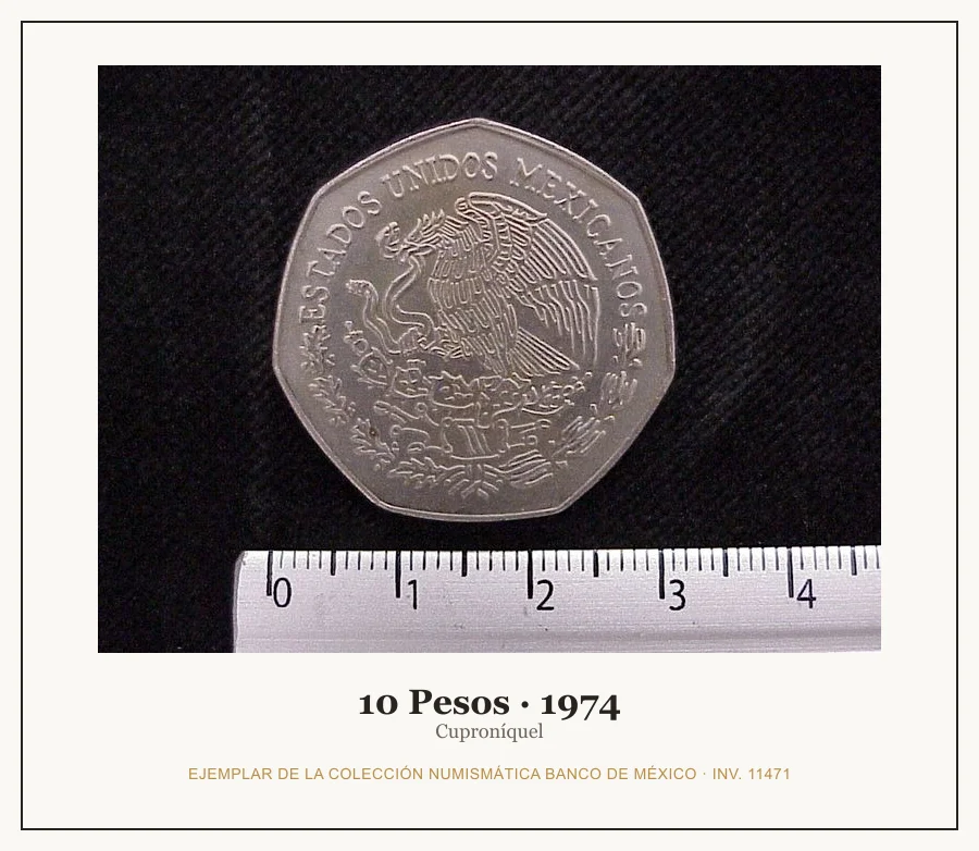 Moneda destacada de la serie 10 Pesos Cuproníquel