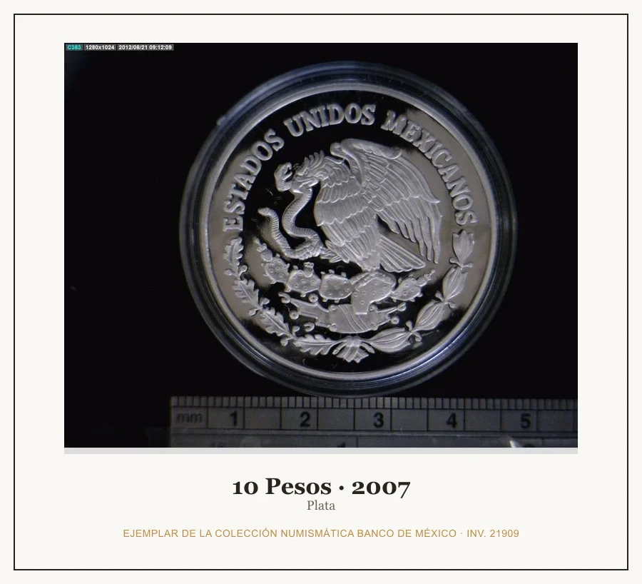 10 Pesos · 2007 — Ejemplar de la Colección Numismática Banco de México, inv. 21909