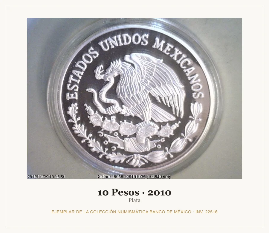 Moneda destacada de la serie Conmem 10 Pesos Centenario Revolucion Mexicana