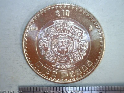 10 Pesos Bimetálica 2010