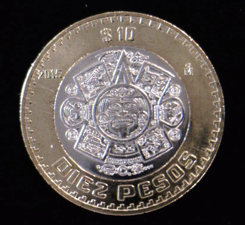 10 Bimetálica 2015 . Inventario Banxico 23581 (reverso)