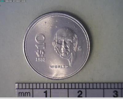 10 Pesos Hidalgo Acero inoxidable 1988