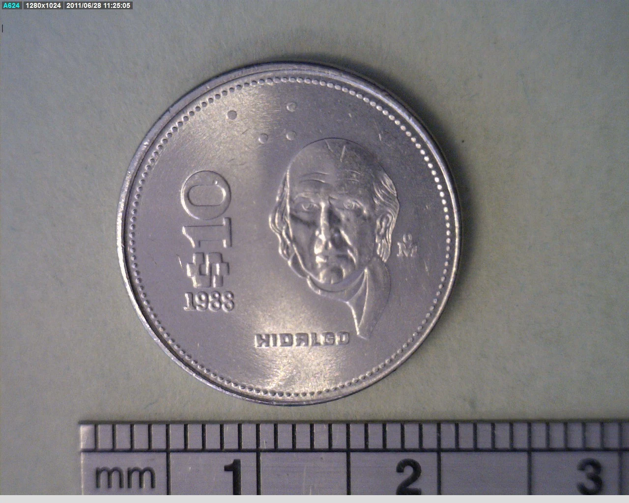 10 Pesos Hidalgo Acero inoxidable 1988 (reverso)