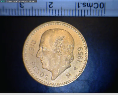 10 Pesos Hidalgo Oro 1959