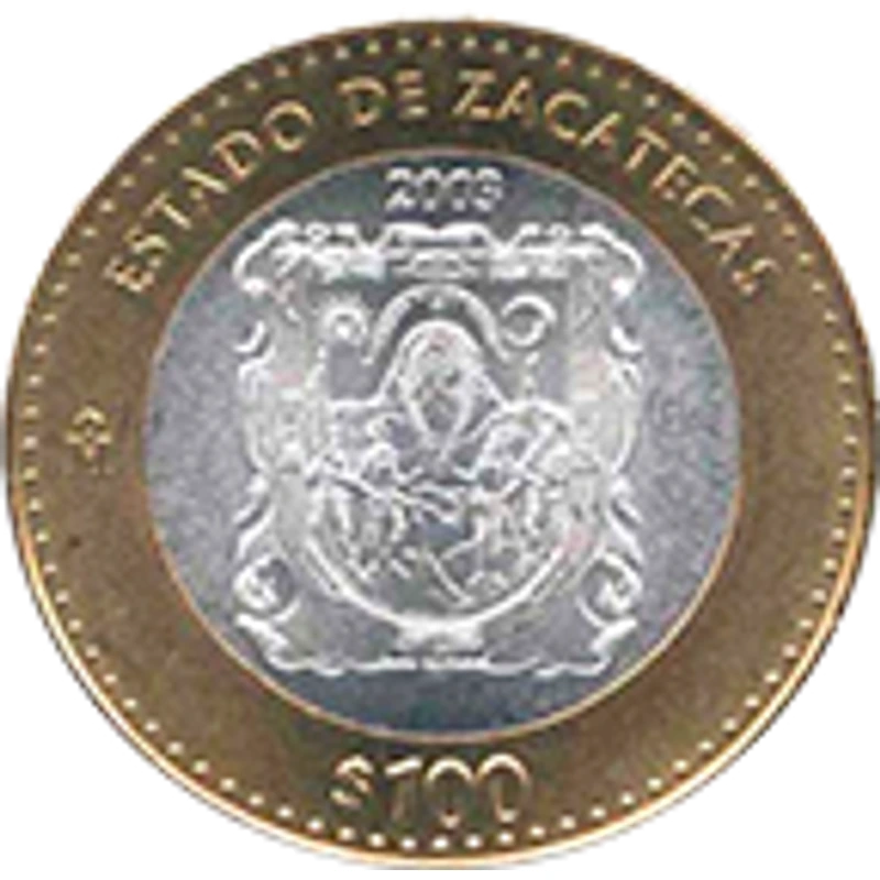 Moneda 100 pesos 180 aniversario de la unión de los estados de la República Mexicana en una federación — reverso