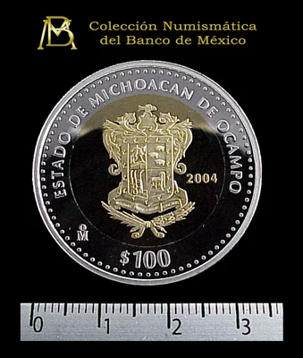 100 Pesos 180 Aniversario Dela Unión de los Estados de la Re 2004