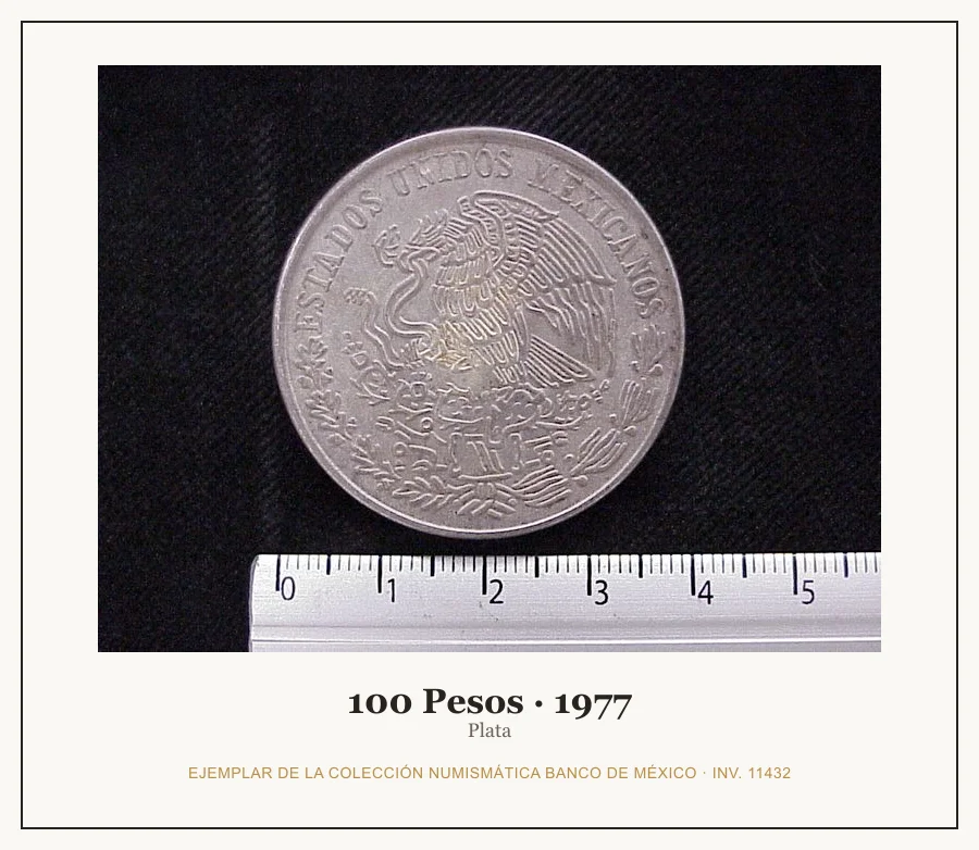 Moneda destacada de la serie Conmem 100 Pesos Morelos