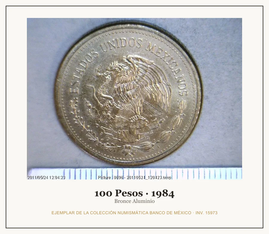 Moneda destacada de la serie 100 Pesos Bronce Aluminio
