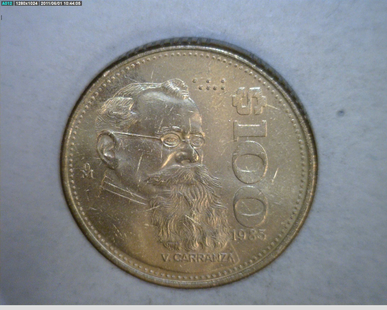 100 Pesos Bronce Aluminio 1985 (reverso)