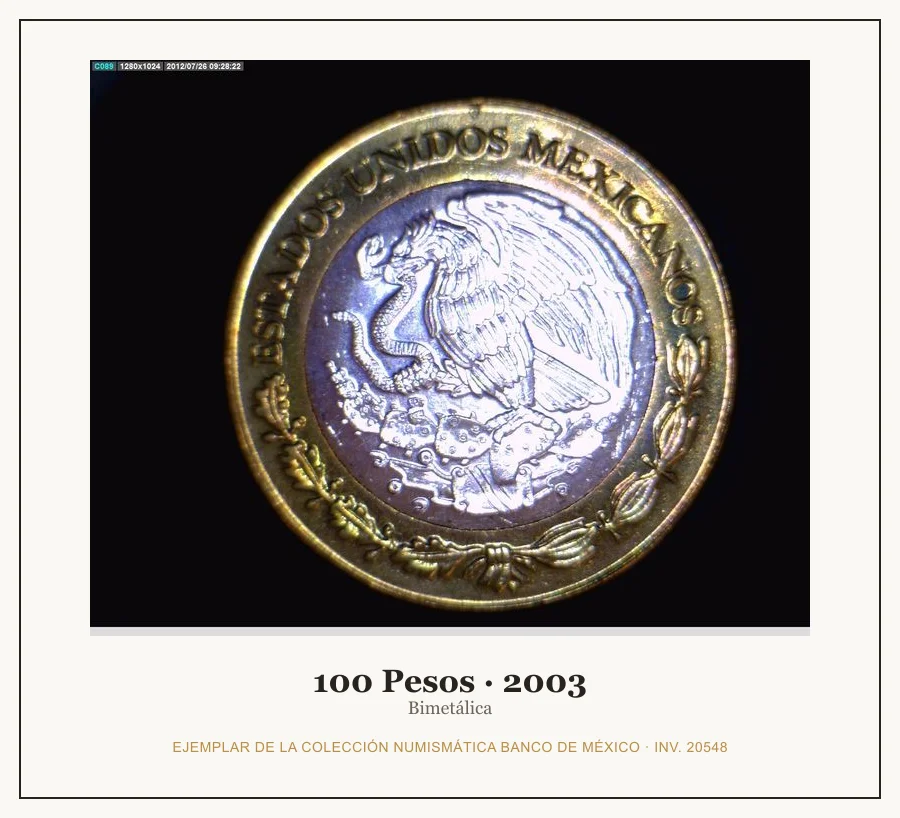 Moneda destacada de la serie Conmem 100 Pesos Union Estados Veracruz