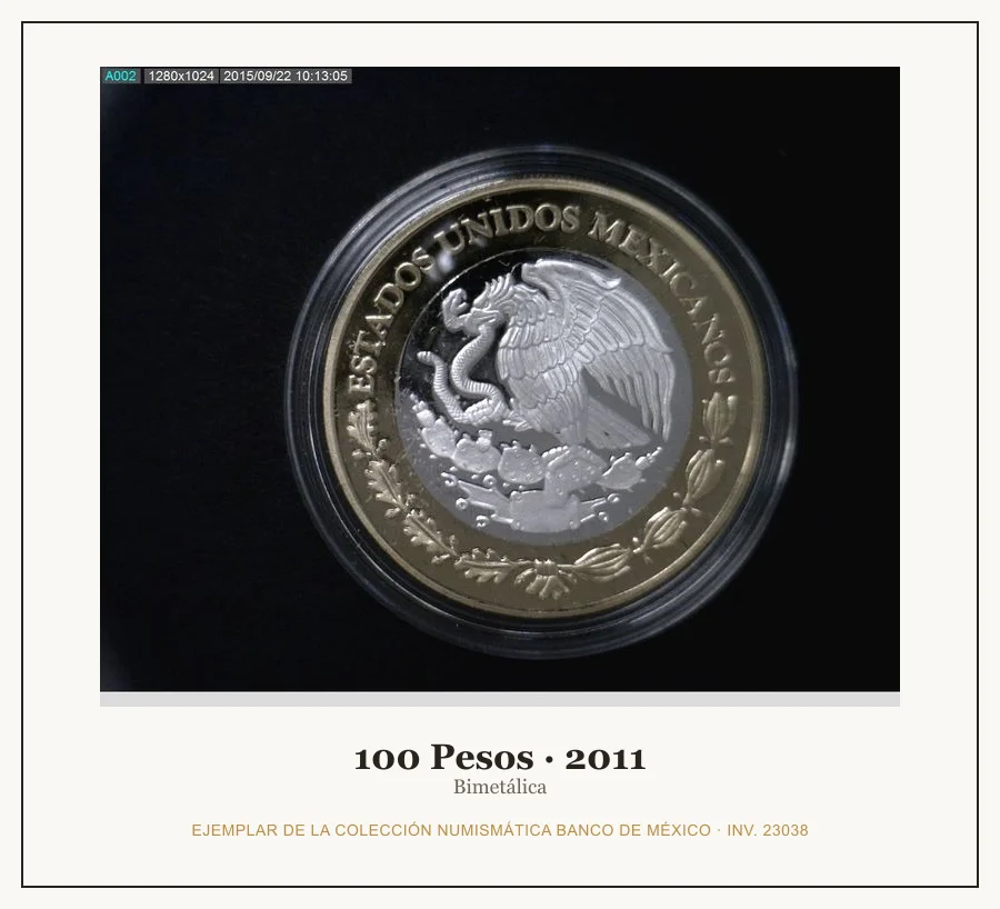 Moneda destacada de la serie Conmem 100 Pesos Herencia Numismatica Mexico I