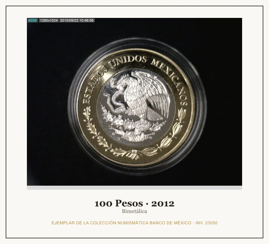 Moneda destacada de la serie Conmem 100 Pesos Herencia Numismatica Mexico II