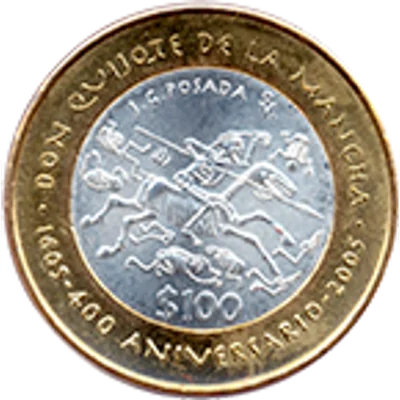 100 Pesos 400 Aniversario de la 1ª Edición del Quijote de Cervantes