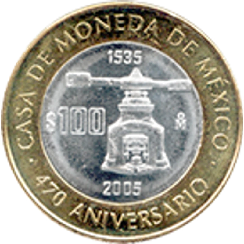 Moneda 100 pesos 470 aniversario de la Casa de Moneda de México — reverso