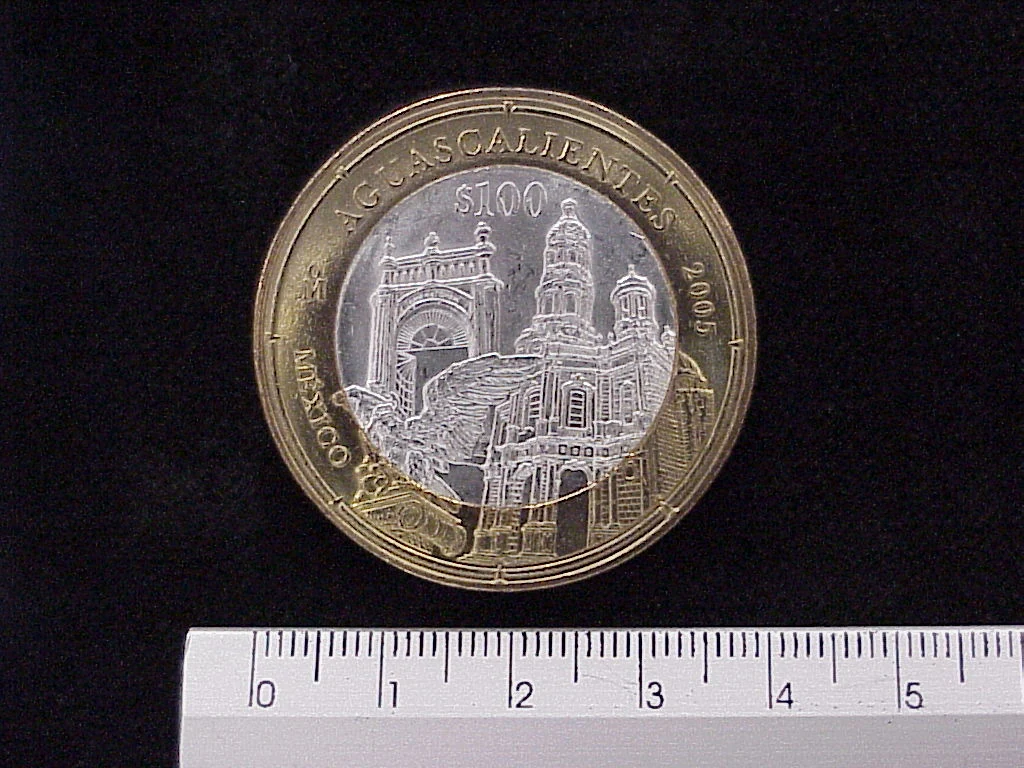 100 Pesos Unión de los Estados Aguascalientes segunda etapa cultural 2005 · Inventario Banxico 21651 (reverso)