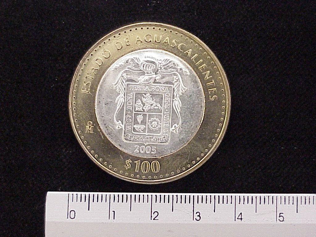 100 Pesos Aguascalientes Escudo 2003 · Inventario Banxico 21448 (reverso)