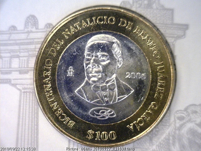 100 Pesos Bicentenario del Natalicio de Benito Juárez García 2006 · Reverso