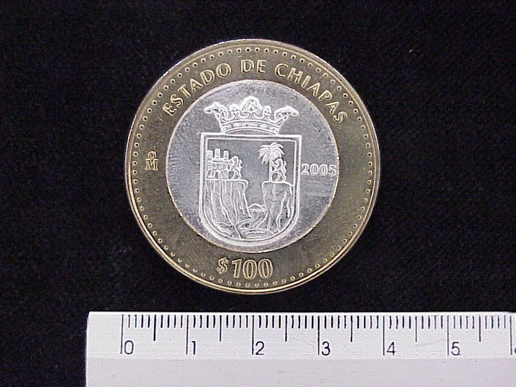 100 Pesos Chiapas Escudo 2003 · Inventario Banxico 21416 (reverso)