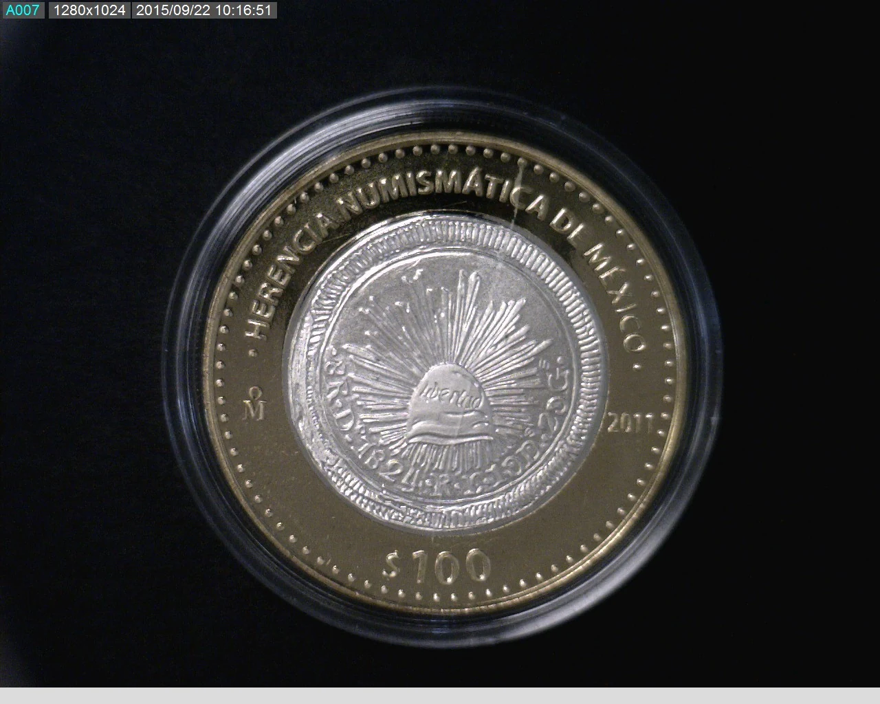 100 Pesos Herencia Numismática I, Resplandor Republicano 2011 · Reverso