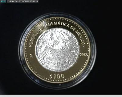 100 Pesos Herencia Numismatica II, Moneda con Chops y Resello de Filipinas 2012