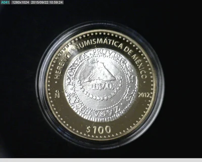 100 Pesos Herencia Numismatica II, Zacatecas Tipo LVO 2012