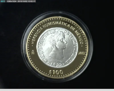 100 Pesos Herencia Numismática III, Primer Imperio 8 Escudos 2013