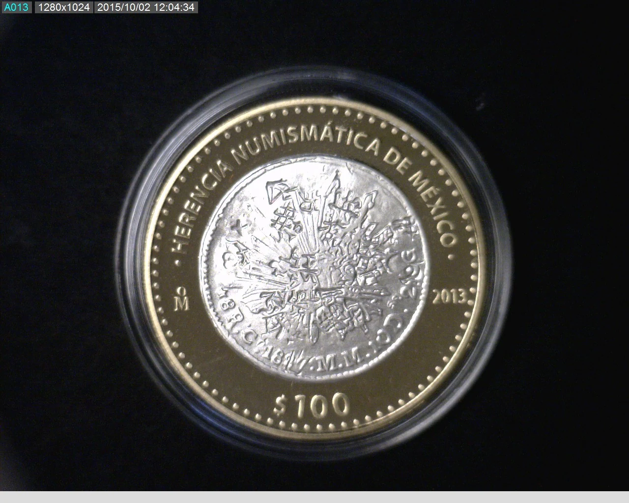 100 Pesos Herencia Numismatica III, 8 Reales Resplandor con Chops 2013 - reverso