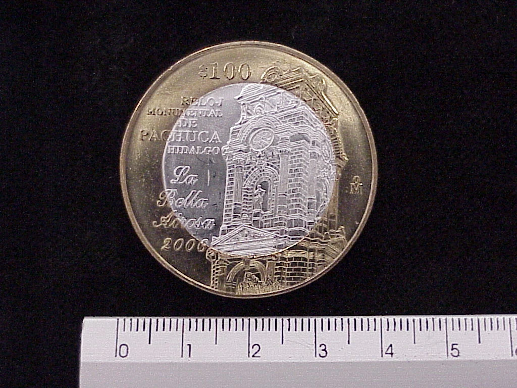 100 Pesos Unión de los Estados Hidalgo segunda etapa cultural 2006 · Inventario Banxico 21590 (reverso)