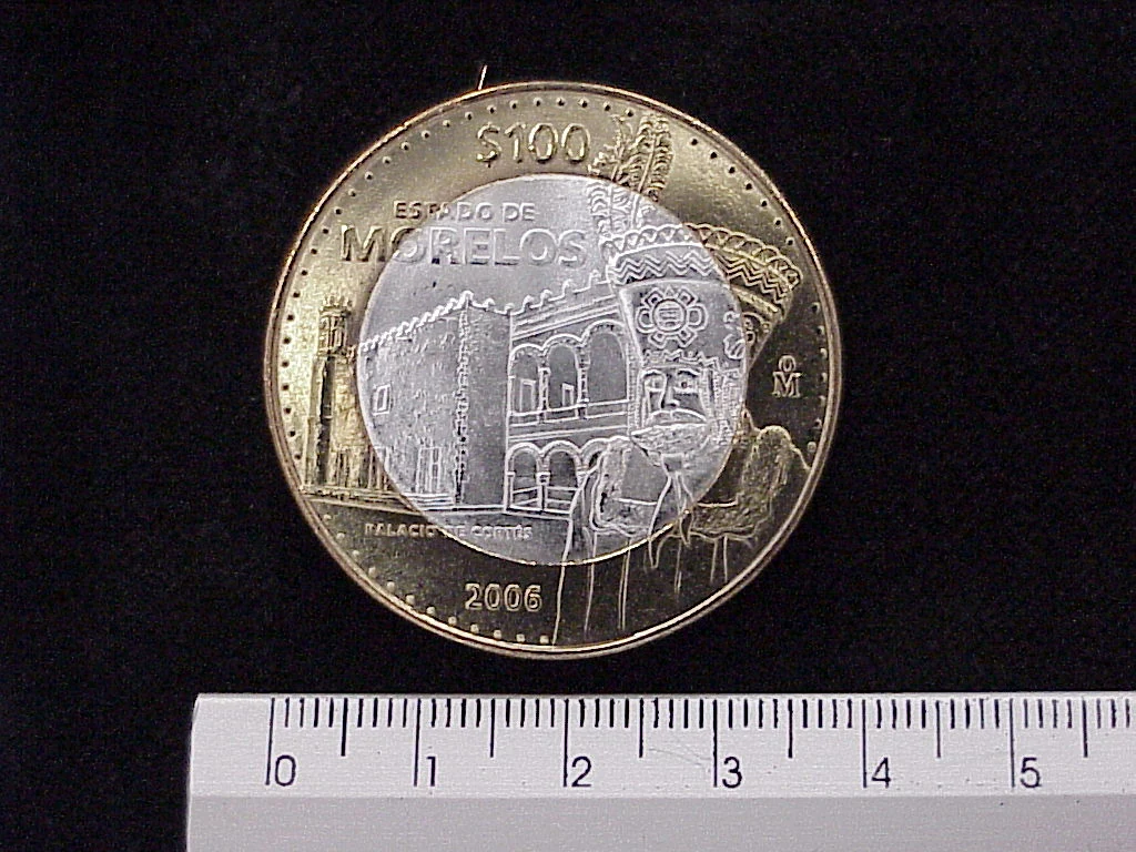 100 Pesos Unión de los Estados Morelos segunda etapa cultural 2006 · Inventario Banxico 21578 (reverso)