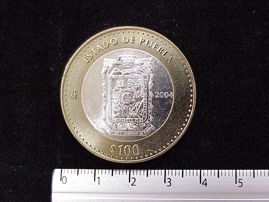 100 Pesos Puebla Escudo 2003 · Inventario Banxico 21270 (reverso)