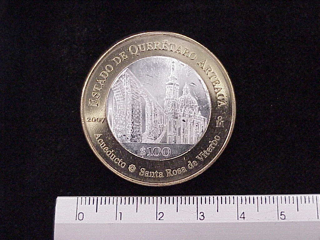 100 Pesos Unión de los Estados Querétaro segunda etapa cultural 2007 · Inventario Banxico 21546 (reverso)