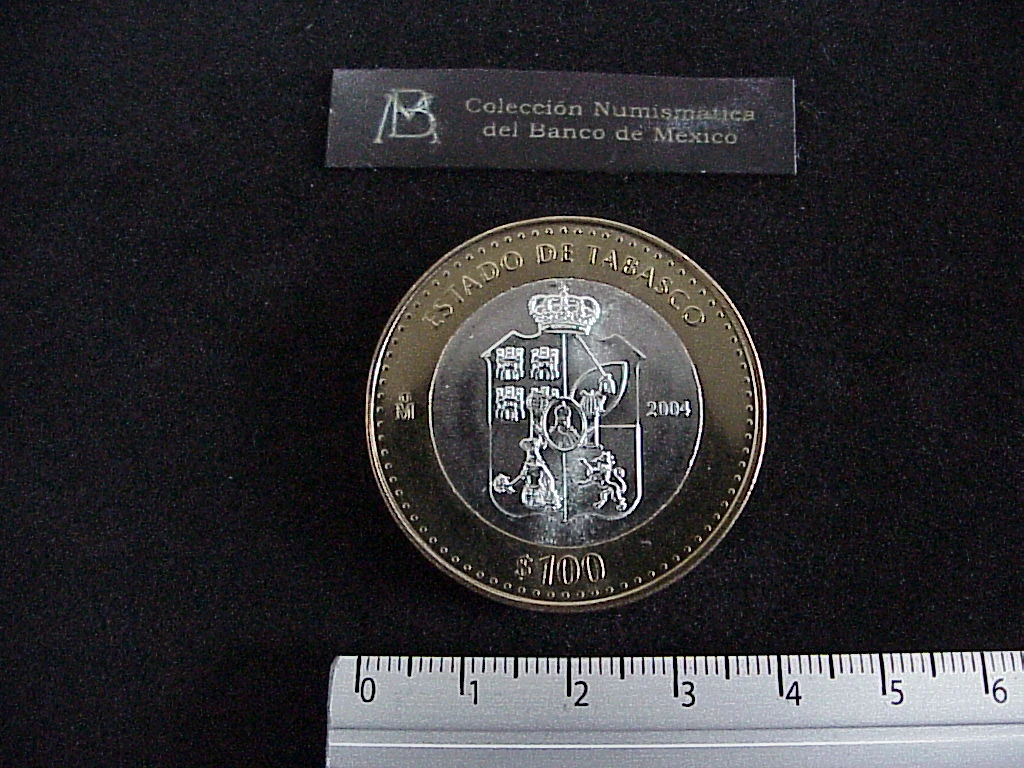 100 Pesos Tabasco Escudo 2003 · Inventario Banxico 21198 (reverso)