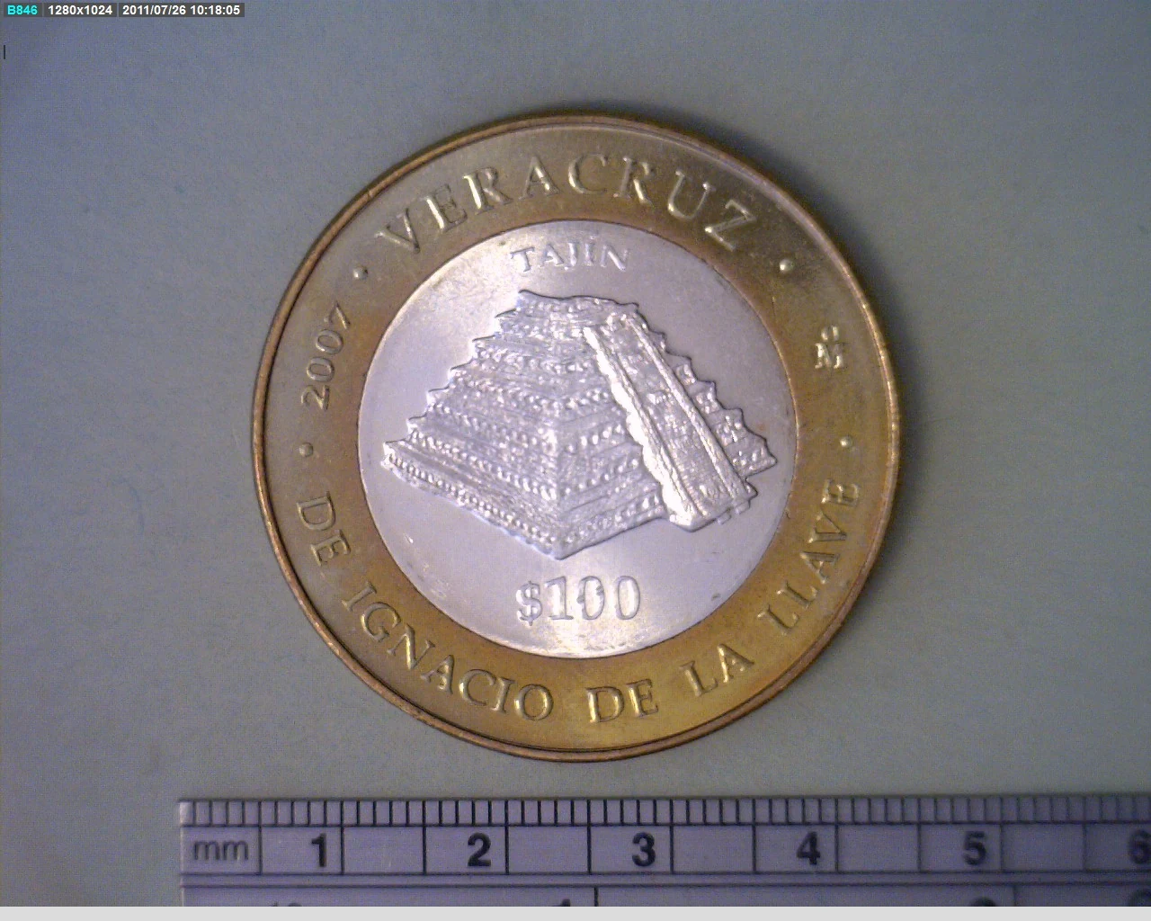 100 Pesos Unión de los Estados Veracruz segunda etapa cultural 2007 · Inventario Banxico 16782 (reverso)