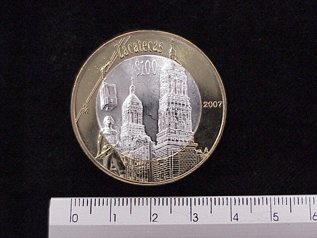 100 Pesos Unión de los Estados Zacatecas segunda etapa cultural 2007 · Inventario Banxico 16157 (reverso)