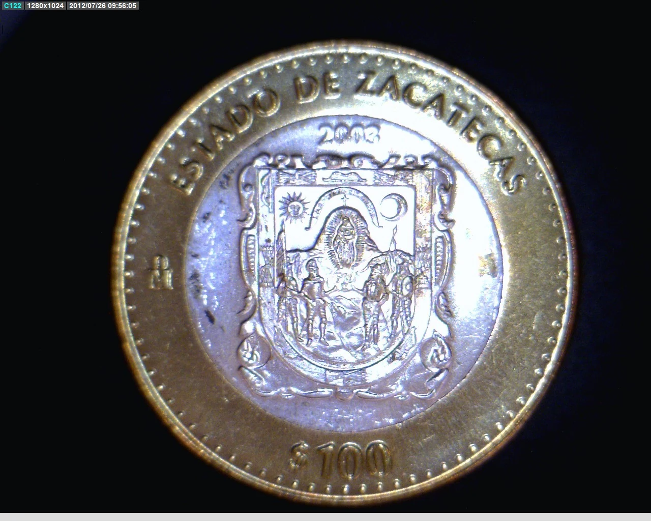 100 Pesos Zacatecas Escudo 2003 · Inventario Banxico 20592 (reverso)