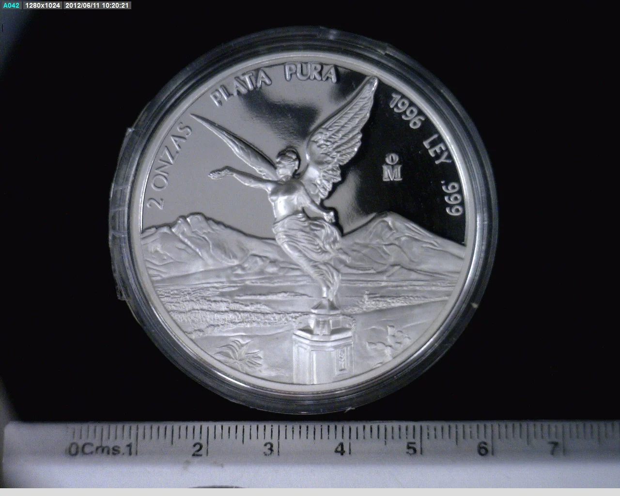 2 oz Libertad Plata 1996 · Inventario Banxico 19225 (reverso)