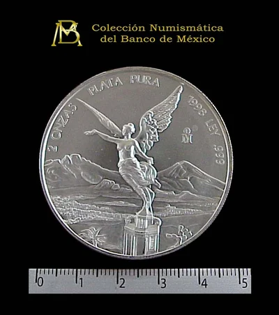 2 oz Libertad Plata 1998 · Inventario Banxico 20877 (reverso)