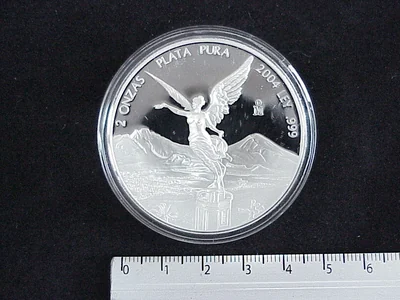 2 Onzas Libertad Plata 2004 · Reverso