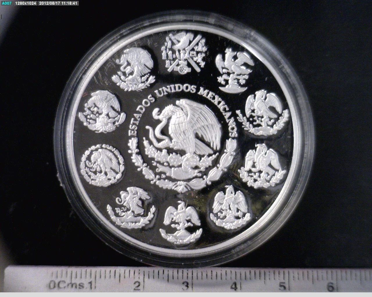 2 oz Libertad Plata 2007 (Espejo) · Inventario Banxico 21824 (anverso)