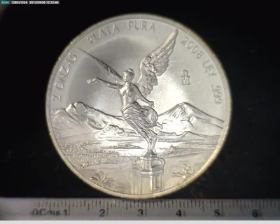 2 Onzas Libertad Plata 2008 · Reverso
