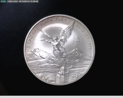 2 oz Libertad Plata 2013 · Inventario Banxico 23028 (reverso)